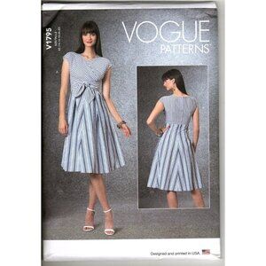 Vogue V1795 Misses 14 to 22 Fitted Dress with Waist Wrap UNCUT Sewing Pattern